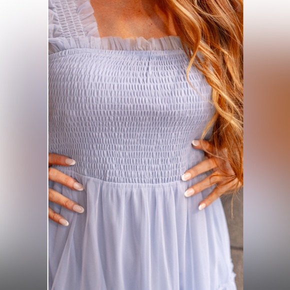 NWT Listicle Smocked Ruffle Tiered Mesh Midi Maxi Dress Size Large Retail $74 - Picture 15 of 16